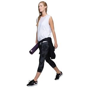 Lululemon Athletica Deep Coal Black Inky Floral Wunder Under Crop II